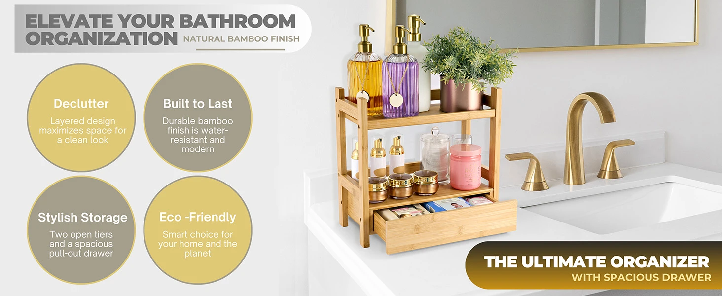 2-Tier Bamboo Bathroom Organizer With Hidden Drawer 11 2-Tier Bamboo Bathroom Organizer With Hidden Drawer 11