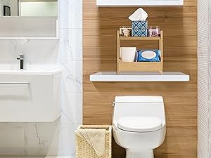 2-Tier Bamboo Bathroom Organizer With Hidden Drawer 10 2-Tier Bamboo Bathroom Organizer With Hidden Drawer 10